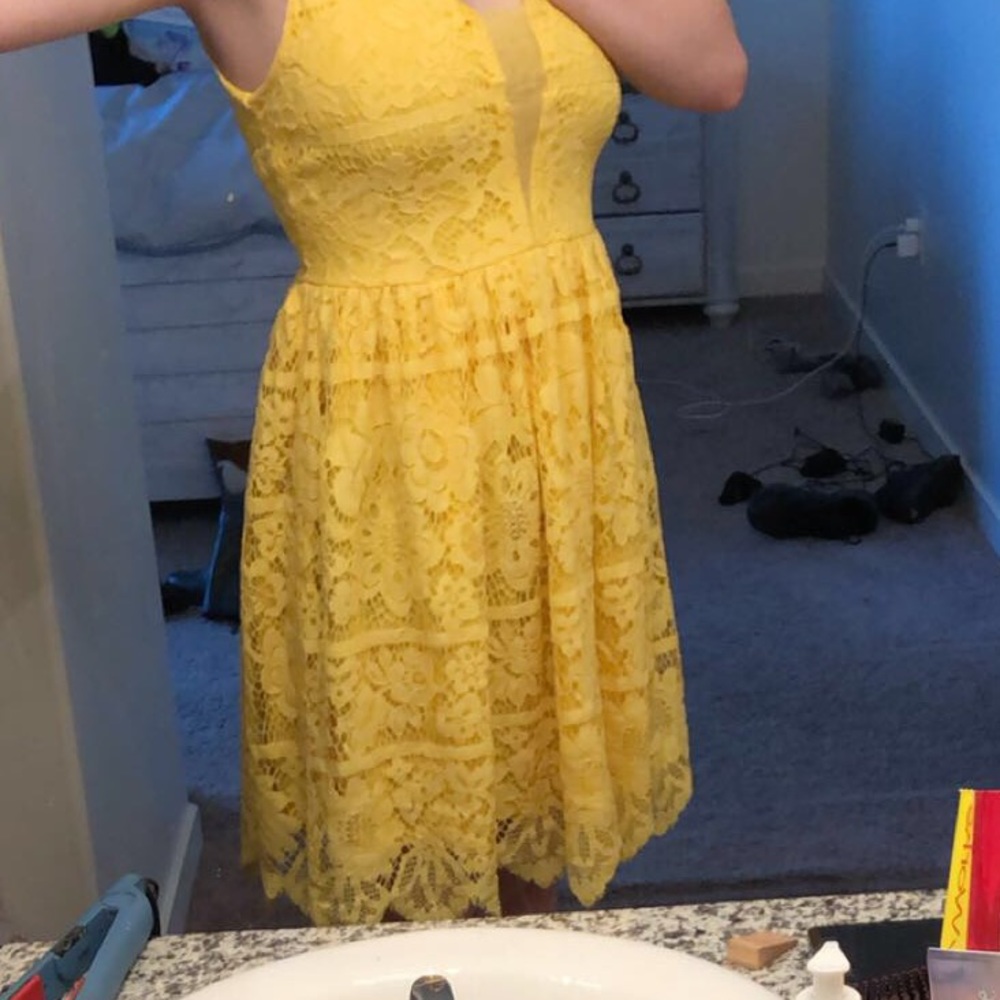 Yellow lace dress
